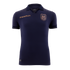 A navy blue short-sleeved polo-style sports jersey with gold-toned accents, featuring the "marathon" brand name on the right chest and a "FEF" crest on the left. The shirt has a collar with textured detailing along the neckline and matching textured sleev