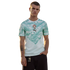 A man stands against a black background wearing a white t-shirt with a light teal abstract pattern, the Portugal national football team crest, and a small Puma logo.