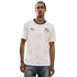 A young man wearing a white Puma Egypt national football team away jersey with a black collar and a tonal geometric pattern, paired with blue jeans against a solid black background.