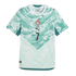 A Portugal national team soccer jersey by Puma, featuring a teal and white wave pattern. The jersey has a white round collar, solid teal side panels, and the team crest, a maroon Puma logo, and the number 7 centrally aligned on the chest.