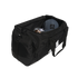 An open black Adidas duffel bag containing a grey Adidas cap and a brown water bottle, set against a black background. The bag features white stripes and a black shoulder strap.