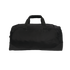 A front-on view of a solid black sports duffel bag with dual carrying handles joined by a padded wrap, set against a plain black background.