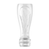 A clear glass vessel with a relief etching of the FIFA World Cup trophy inside it, set against a black background. The base features the etched text "FIFA WORLD CUP".