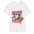 White Puma t-shirt with a graphic print of soccer player Christian Pulisic, featuring his name in red, an image of him, a cougar, and an American flag theme.