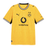 Yellow Puma Borussia Dortmund soccer jersey with a black Vodafone sponsor logo, BVB 09 crest, and black and white striped collar and cuffs.