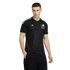 A man models a black Adidas Mexico national team soccer jersey with green trim and geometric patterns, standing against a plain white background.