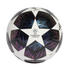An Adidas UEFA Champions League Budapest 26 final replica football featuring white star panels and iridescent purple and blue patterns on a white background.