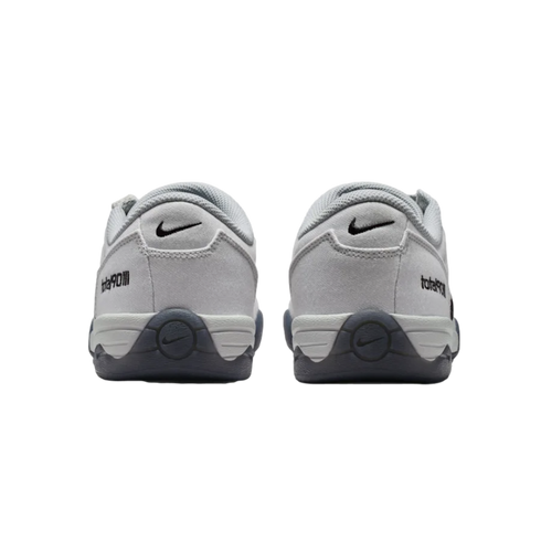 Rear view of grey Nike Total 90 III sneakers, featuring black swoosh logos and "Total 90 III" branding on the heels.
