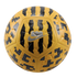Yellow Nike soccer ball with vertical wavy black stripes and pixelated geometric patterns, featuring a silver Nike swoosh logo in the center.