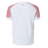 Back view of a white short-sleeved jersey featuring a red diamond-grid pattern on the shoulders and sleeves, and a small red eagle logo on the back neck.