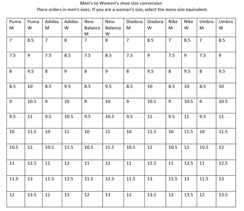 Size conversion chart