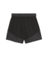 Black athletic shorts with grey mesh panels at the lower hem and an elastic waistband.