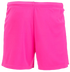 A pair of vibrant hot pink athletic shorts with an elastic waistband.