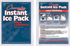 A side-by-side view of the front and back packaging for a Champion Sports Instant Ice Pack (Model IC16), a single-use cold compress. The front features bold white and red text on a blue background with a large snowflake graphic. The back provides four ill