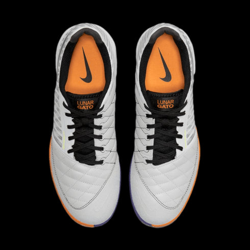 Nike Lunar Gato II Indoor Soccer Court Shoes - White / Grey