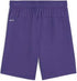 Rear view of dark purple athletic shorts with an elastic waistband and a "dryCELL" logo on the left hip.