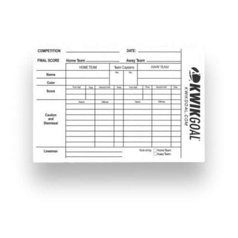 Kwik Goal Referee Score Sheets