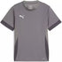 A grey short-sleeved Puma athletic t-shirt with dark grey mesh panels and a white cat logo on the chest.