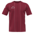 Maroon Adidas sports jersey with vertical white and black pinstripes, featuring a white logo on the chest and white shoulder accents.