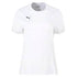 A white short-sleeved Puma t-shirt featuring a crew neck and a small black cat logo on the upper chest.