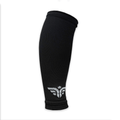 A single black For The Footballer XLR8R Regular Leg Sleeve featuring a grey embroidered winged logo at the bottom, shown against a plain white background.