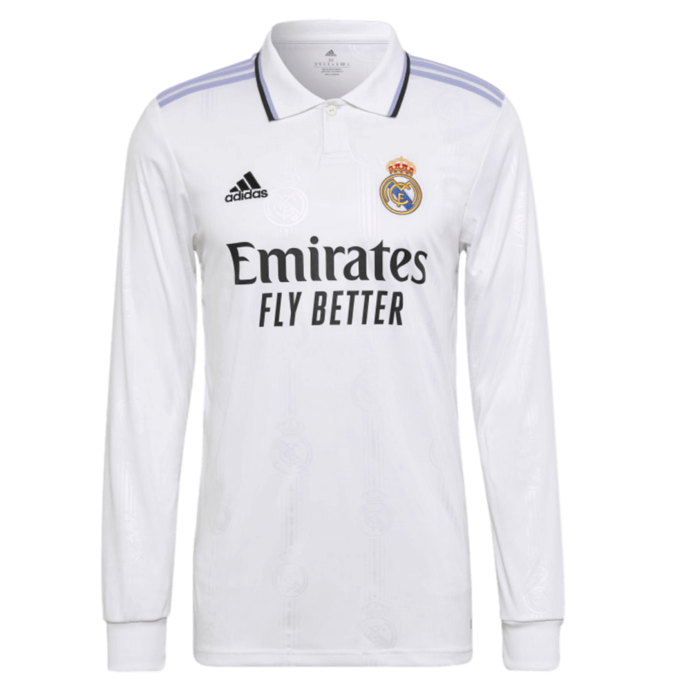 Adidas Real Madrid 22/23 Long Sleeve Home Jersey – U90 Soccer