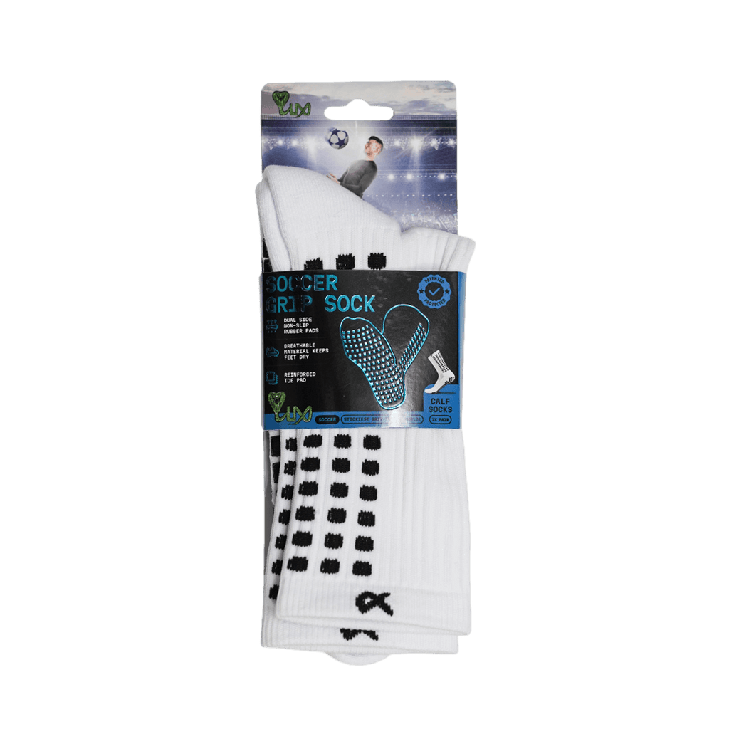 Lux Soccer Grip Calf Socks - White EB-LU-201